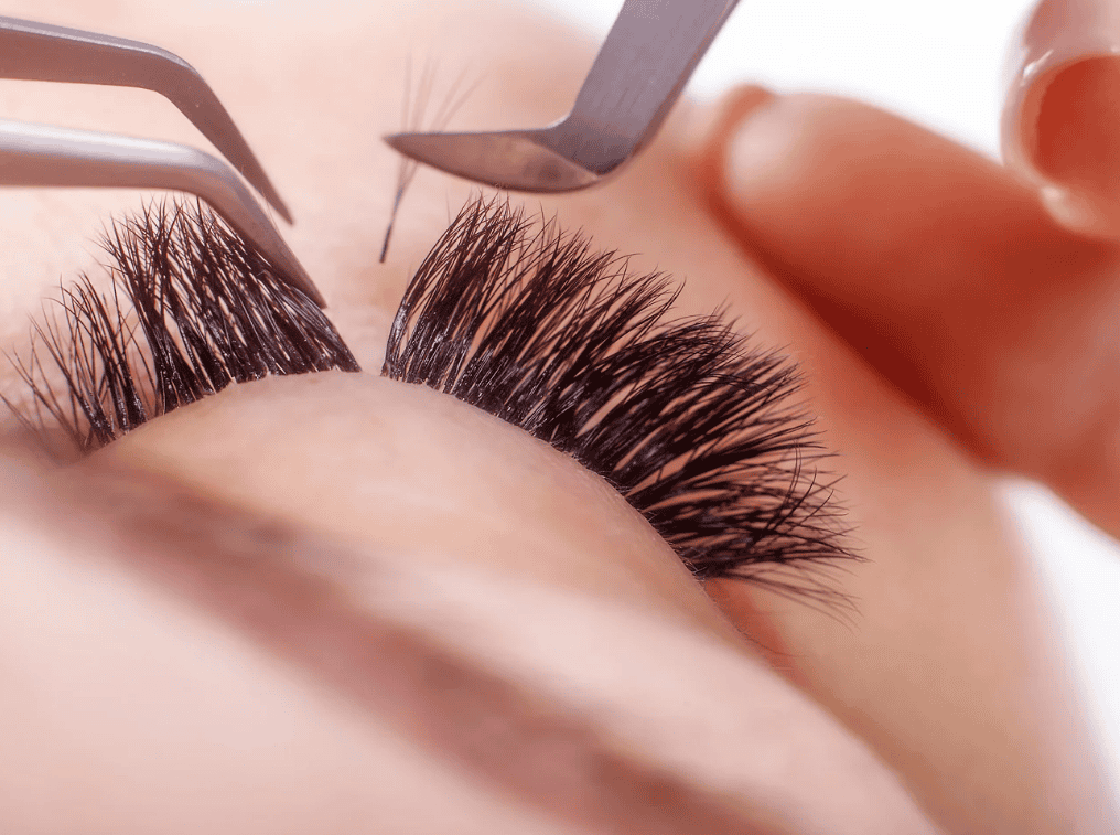 getting eyelash and hair extensions
